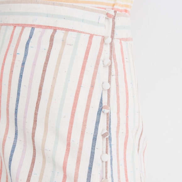 MADEWELL RAINBOW STRIPE BUTTON SLIT MIDI SKIRT - Picture 3 of 6
